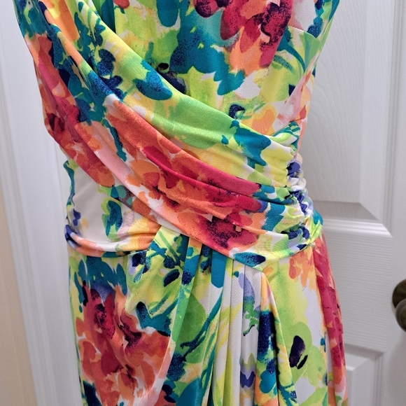 Chaps Floral Dress Faux Wrap Colourful Print Women's Large Sleeveless Dress - Picture 9 of 14